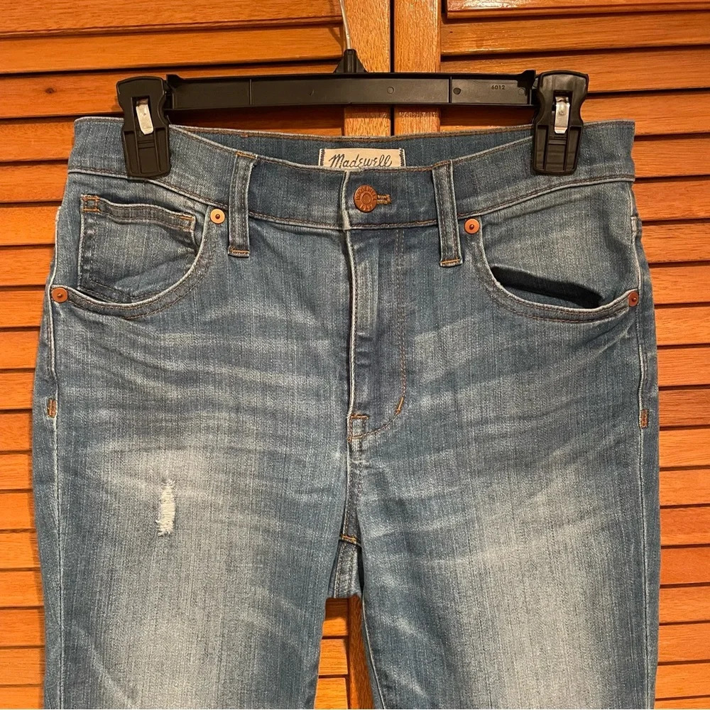 Madewell Women’s 9” High Riser Skinny Skinny Ripped Denim Jeans Sz 27 - Picture 2 of 8
